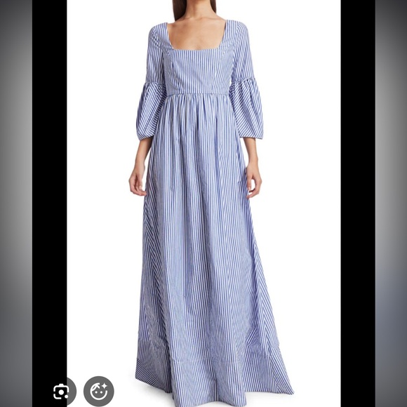 STAUD Navy and White Striped Long Sleeve Dress - Picture 4 of 4